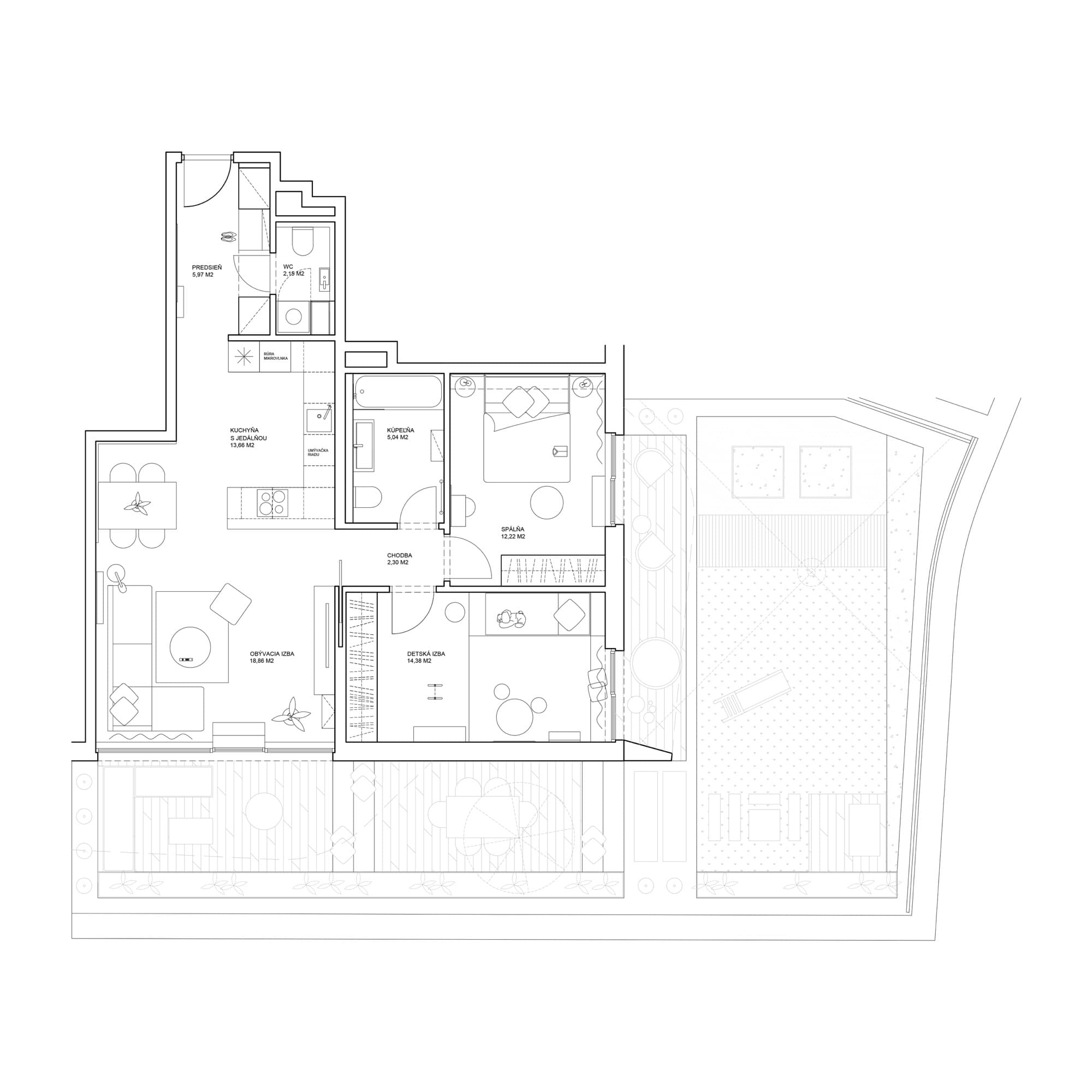 Interiér Villa Rustica Terasy — výkres 1